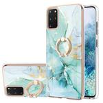 For Samsung Galaxy S20+ Electroplating Marble Pattern IMD TPU Shockproof Case with Ring Holder(Green 003)
