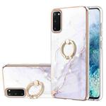 For Samsung Galaxy S20 Electroplating Marble Pattern IMD TPU Shockproof Case with Ring Holder(White 006)