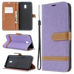 For Xiaomi Redmi 8A Color Matching Denim Texture Horizontal Flip PU Leather Case with Holder & Card Slots & Wallet & Lanyard(Purple)