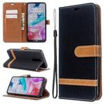 For Xiaomi Redmi 8 Color Matching Denim Texture Horizontal Flip PU Leather Case with Holder & Card Slots & Wallet & Lanyard(Black)