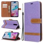 For Xiaomi Redmi 8 Color Matching Denim Texture Horizontal Flip PU Leather Case with Holder & Card Slots & Wallet & Lanyard(Purple)