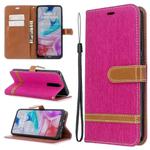 For Xiaomi Redmi 8 Color Matching Denim Texture Horizontal Flip PU Leather Case with Holder & Card Slots & Wallet & Lanyard(Rose Red)