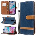 For Xiaomi Redmi 8 Color Matching Denim Texture Horizontal Flip PU Leather Case with Holder & Card Slots & Wallet & Lanyard(Dark Blue)
