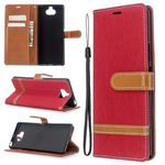 For Sony Xperia 20 Color Matching Denim Texture Horizontal Flip PU Leather Case with Holder & Card Slots & Wallet & Lanyard(Red)