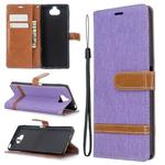 For Sony Xperia 20 Color Matching Denim Texture Horizontal Flip PU Leather Case with Holder & Card Slots & Wallet & Lanyard(Purple)