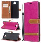 For Sony Xperia 20 Color Matching Denim Texture Horizontal Flip PU Leather Case with Holder & Card Slots & Wallet & Lanyard(Rose Red)