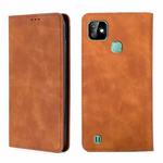 For Infinix Smart HD 2021 X612 Skin Feel Magnetic Horizontal Flip Leather Case with Holder & Card Slots(Light Brown)