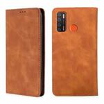 For Tecno Camon 15 CD7 / Camon 15 Air / Spark 5 / Spark 5 Pro KD7 K Skin Feel Magnetic Horizontal Flip Leather Case with Holder & Card Slots(Light Brown)
