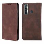 For Tecno Camon 17 Skin Feel Magnetic Horizontal Flip Leather Case with Holder & Card Slots(Dark Brown)