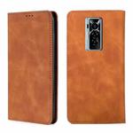 For Tecno Phantom X Skin Feel Magnetic Horizontal Flip Leather Case with Holder & Card Slots(Light Brown)