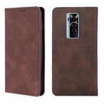For Tecno Phantom X Skin Feel Magnetic Horizontal Flip Leather Case with Holder & Card Slots(Dark Brown)