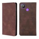 For Infinix Tecno Pop 4 Skin Feel Magnetic Horizontal Flip Leather Case with Holder & Card Slots(Dark Brown)