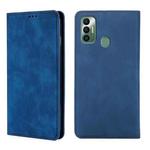 For Tecno Spark 7 Skin Feel Magnetic Horizontal Flip Leather Case with Holder & Card Slots(Blue)