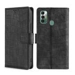 For Tecno Spark 7 Skin Feel Crocodile Texture Magnetic Clasp Horizontal Flip PU Leather Case with Holder & Card Slots & Wallet(Black)
