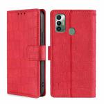 For Tecno Spark 7 Skin Feel Crocodile Texture Magnetic Clasp Horizontal Flip PU Leather Case with Holder & Card Slots & Wallet(Red)