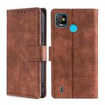 For Tecno Pop 5 Skin Feel Crocodile Texture Magnetic Clasp Horizontal Flip PU Leather Case with Holder & Card Slots & Wallet(Brown)