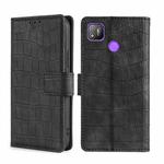 For Tecno Pop 4 Skin Feel Crocodile Texture Magnetic Clasp Horizontal Flip PU Leather Case with Holder & Card Slots & Wallet(Black)