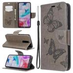 For Xiaomi Redmi  8 Embossing Two Butterflies Pattern Horizontal Flip PU Leather Case with Holder & Card Slot & Wallet & Lanyard(Gray)