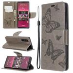 For Sony Xperia 5 / XZ5 Embossing Two Butterflies Pattern Horizontal Flip PU Leather Case with Holder & Card Slot & Wallet & Lanyard(Gray)