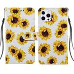 For iPhone 13 Pro Max Painted Pattern Horizontal Flip Leather Case with Holder & Card Slots & Photo Frame (Sunflower)