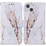 For iPhone 13 Horizontal Flip Leather Case with Holder(White Marble)