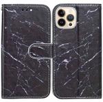 For iPhone 13 Pro Horizontal Flip Leather Case with Holder (Black Marble)