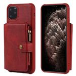 For iPhone 11 Pro Max Buckle Zipper Shockproof Protective Case with Holder & Card Slots & Wallet & Lanyard & Photos Frames(Red)