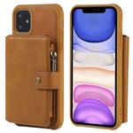 For iPhone 11 Buckle Zipper Shockproof Protective Case with Holder & Card Slots & Wallet & Lanyard & Photos Frames(Brown)