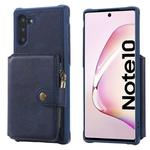 For  Galaxy Note 10 Buckle Zipper Shockproof Protective Case with Holder & Card Slots & Wallet & Lanyard & Photos Frames(Blue)