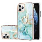 For iPhone 11 Pro Max Electroplating Marble Pattern IMD TPU Shockproof Case with Ring Holder ( Green 003)