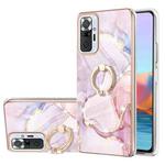 For Xiaomi Redmi Note 10 Pro / Note 10 Pro Max Electroplating Marble Pattern IMD TPU Shockproof Case with Ring Holder(Rose Gold 005)