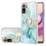 For Xiaomi Redmi Note 10S / Note 10 4G Electroplating Marble Pattern IMD TPU Shockproof Case with Ring Holder(Green 003)