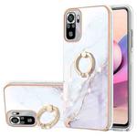 For Xiaomi Redmi Note 10S / Note 10 4G Electroplating Marble Pattern IMD TPU Shockproof Case with Ring Holder(White 006)