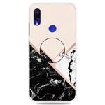 For Xiaomi Redmi 7 Embossed Varnished Marble TPU Protective Case with Holder(Black White Pink)