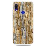 For Xiaomi Redmi 7 Embossed Varnished Marble TPU Protective Case with Holder(Brown)