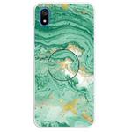 For Xiaomi Redmi 7A Embossed Varnished Marble TPU Protective Case with Holder(Dark Green)