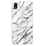 For Xiaomi Redmi 7A Embossed Varnished Marble TPU Protective Case with Holder(White)
