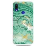For Xiaomi Redmi Note 7 & 7 Pro Embossed Varnished Marble TPU Protective Case with Holder(Dark Green)