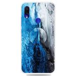 For Xiaomi Redmi Note 7 & 7 Pro Embossed Varnished Marble TPU Protective Case with Holder(Dark Blue)
