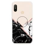 For Xiaomi Redmi Note 6 & 6 Pro Embossed Varnished Marble TPU Protective Case with Holder(Black White Pink)