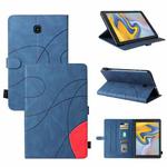 For Samsung Galaxy Tab A 8.0 (2018) T387 Dual-color Splicing Horizontal Flip PU Leather Case with Holder & Card Slots(Blue)