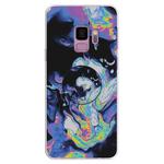 For Galaxy S9 Embossed varnished Marble TPU Protective Case with Holder(Dark Purple)