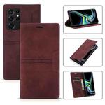 For Samsung Galaxy S21 Ultra 5G Dream Magnetic Suction Business Horizontal Flip PU Leather Case with Holder & Card Slot & Wallet(Wine Red)