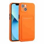 For iPhone 13 Card Slot Design Shockproof TPU Protective Case(Orange)