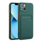 For iPhone 13 mini Card Slot Design Shockproof TPU Protective Case (Dark Green)