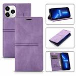 For iPhone 13 Pro Dream Magnetic Suction Business Horizontal Flip PU Leather Case with Holder & Card Slot & Wallet (Purple)