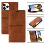 For iPhone 13 Pro Max Dream Magnetic Suction Business Horizontal Flip PU Leather Case with Holder & Card Slot & Wallet (Brown)