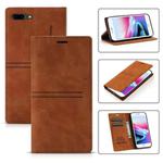 Dream Magnetic Suction Business Horizontal Flip PU Leather Case with Holder & Card Slot & Wallet For iPhone 8 Plus / 7 Plus(Brown)