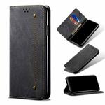 For Motorola Moto Edge 2021 Denim Texture Casual Style Horizontal Flip Leather Case with Holder & Card Slots & Wallet(Black)