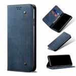 For Motorola Moto Edge 2021 Denim Texture Casual Style Horizontal Flip Leather Case with Holder & Card Slots & Wallet(Blue)